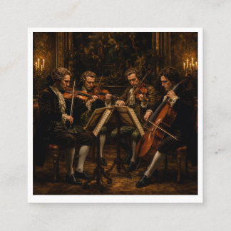 Das klassische Streichquartett - Vintage-Ölgemälde Quadratische Visitenkarte