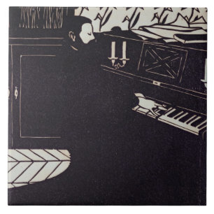 Das Klavier, 1914 (Holzschnitt) Fliese