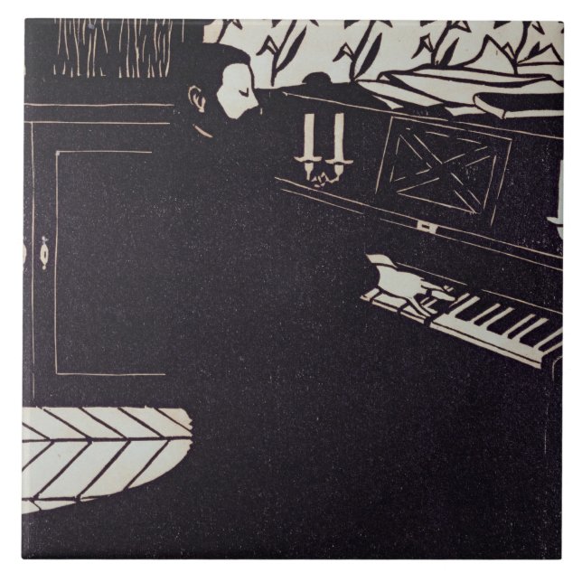 Das Klavier, 1914 (Holzschnitt) Fliese (Vorderseite)