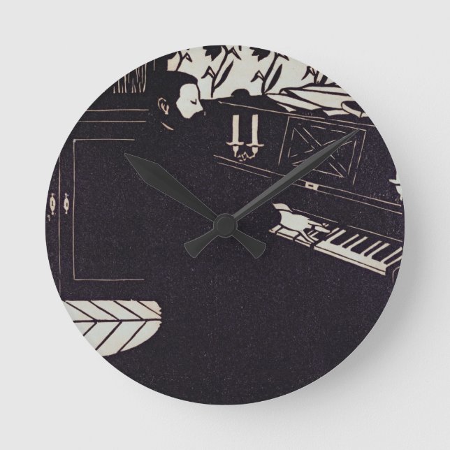 Das Klavier, 1914 (Holzschnitt) Runde Wanduhr (Vorderseite)
