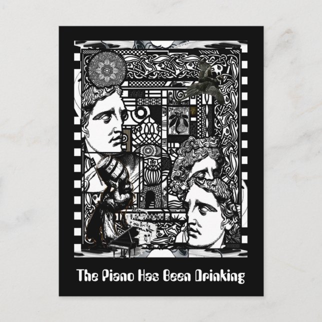 Das Klavier hat getrunken Postkarte (Vorderseite)