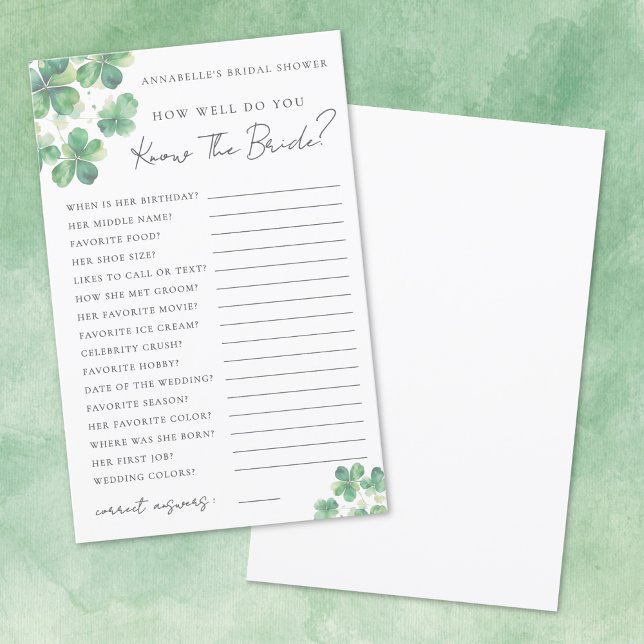 Das Kleeblatt-Brautparty der Braut kennen (Knows The Bride Shamrock Bridal Shower)