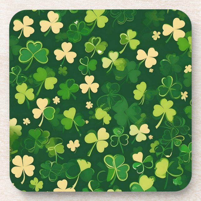 Das Kleeblatt des Grünen und Gelben St Patrick's D Getränkeuntersetzer (Vorderseite)