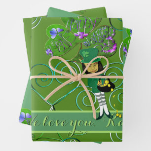 Das Kleeblatt des St. Patrick's Leprechaun Geschenkpapier Set