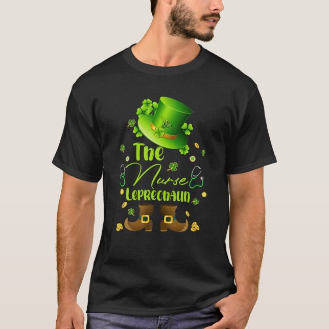 Das Kleeblatt Iris des Nurse Leprechaun St Patrick T-Shirt (Vorderseite)