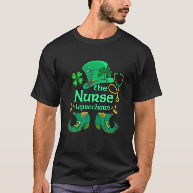 Das Kleeblatt Iris des Nurse Leprechaun St Patrick T-Shirt (Vorderseite)