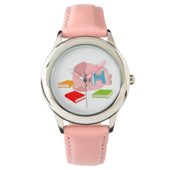 Das kleine Buch Lover (Cartoon Pig) Armbanduhr (Vorderseite)