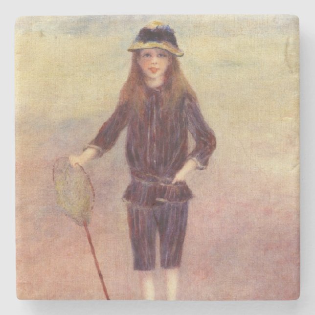 Das kleine Fischermädchen (von Pierre-August Renoi Steinuntersetzer (Vorderseite)