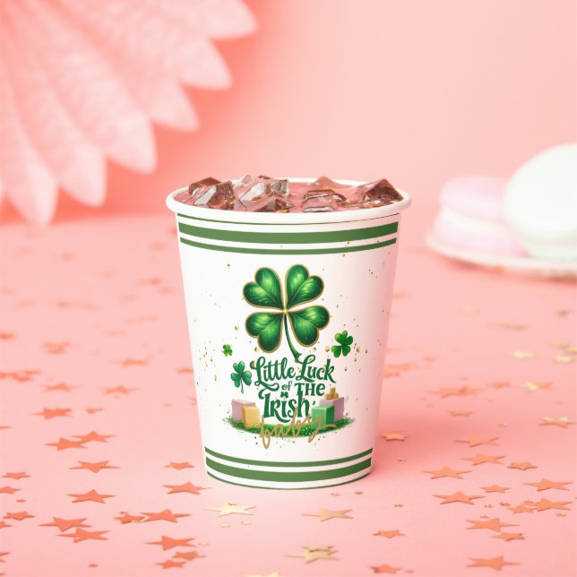 Das kleine Glück der irischen Kleeblatt Gold Baby  Pappbecher (Insitu)