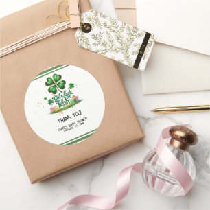 Das kleine Glück der irischen Kleeblatt Gold Baby  Runder Aufkleber