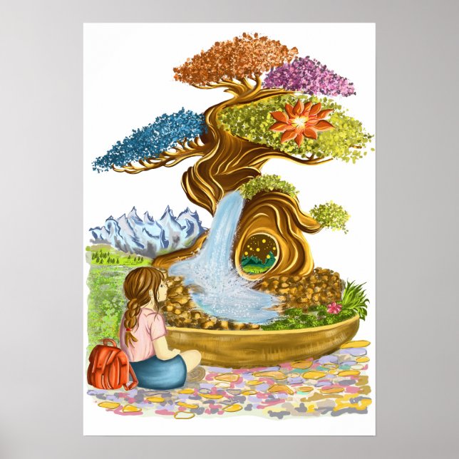 Das kleine Mädchen und sein riesiger Bonzaï. Poster (Vorne)