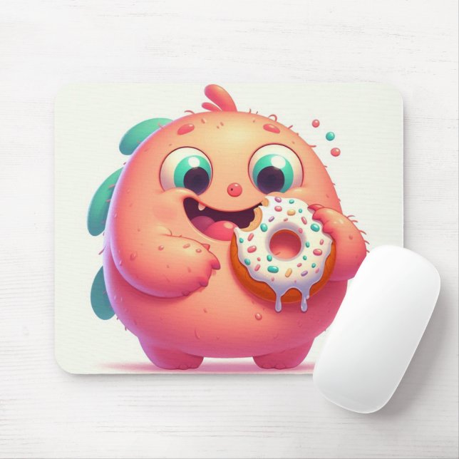 "Das kleine Monster, das Donut frisst" Mousepad (Mit Mouse)
