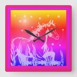 Das kleine süße Pony, pink Quadratische Wanduhr