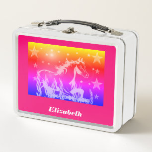 Das kleine süße Pony, Regenbogenfarben personalisi Metall Brotdose