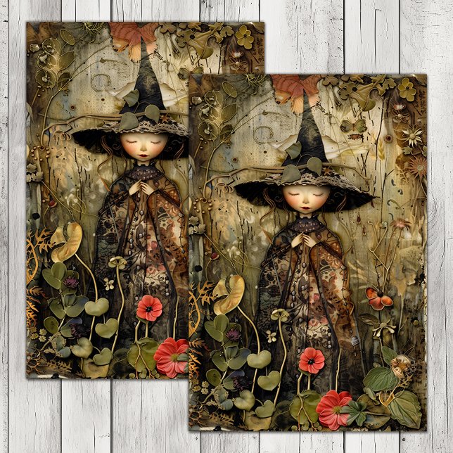 DAS KLEINSTE WALDBREITPAPIER FÜR DIE DEKOUPAGE SEIDENPAPIER (THE LITTLEST FOREST WITCH DECOUPAGE TISSUE PAPER)