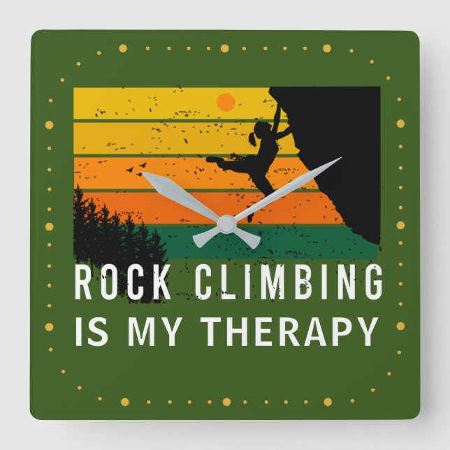 Das Klettern von Frauen ist meine Therapie für Ext Quadratische Wanduhr (Vorderseite)