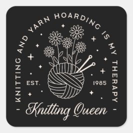 Das Knittern ist meine Therapie lustige Garnhornku Quadratischer Aufkleber