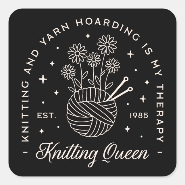 Das Knittern ist meine Therapie lustige Garnhornku Quadratischer Aufkleber (Vorderseite)