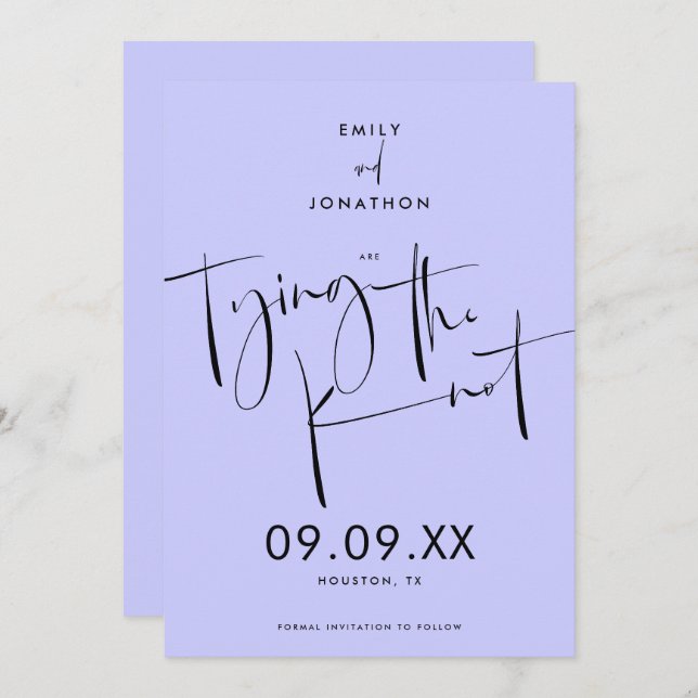 Das Knot Elegant Script Lavender Blue Save The Date (Vorne/Hinten)