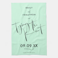 Das Knot Mint Green Script Save the Date binden