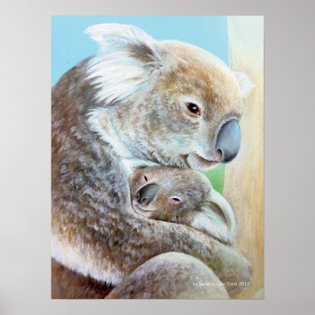 Das Koala-Kuddle-Portrait mit einem schönen Kunstd Poster (Vorne)