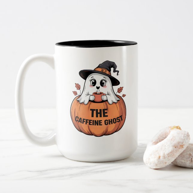 Das Koffein-Ghost V2 Zweifarbige Tasse (Mit Donut)