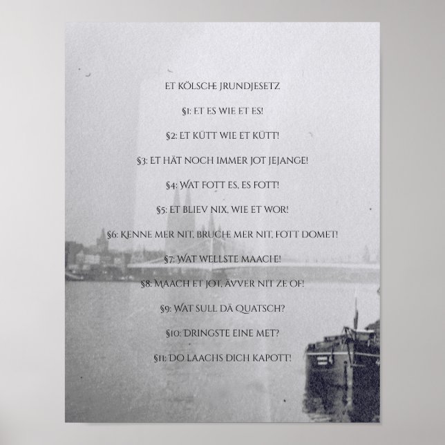 Das Kölsche Grundgesetz - Kölsch - Köln - Köln Poster (Vorne)