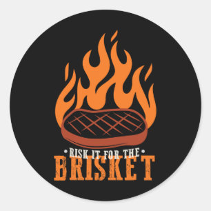 Das komische Risiko für die Brisket Grilling-Grill Runder Aufkleber