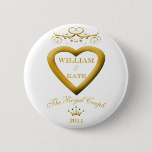 Das Königspaar William und Kate Andenken-Knopf Button