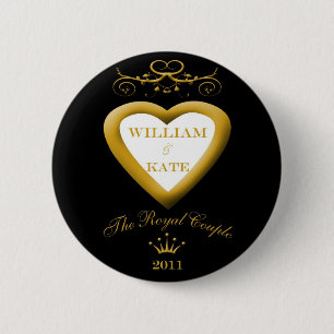 Das Königspaar William und Kate Andenken-Knopf Button