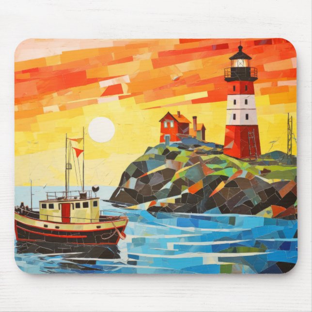 Das Konzept des Fischerbootes Abstrakte, farbenfro Mousepad (Vorne)