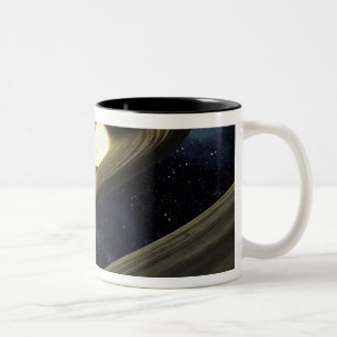 Das Konzept des Künstlers, das einen Klumpen des Zweifarbige Tasse