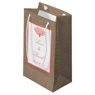 Das Korallenriff auf der Burlap Boho Beach Wedding Kleine Geschenktüte