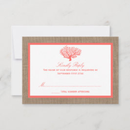 Das Korallenriff auf der Burlap Boho Beach Wedding RSVP Karte