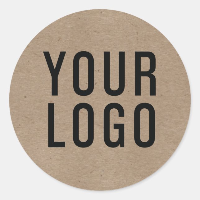 Das "Kraft Paper Look Custom Business"-Logo Runder Aufkleber (Vorderseite)