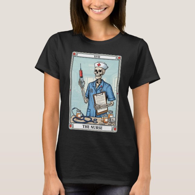 Das Krankenfürstliche Skelett Tarot Card Halloween T-Shirt (Vorderseite)