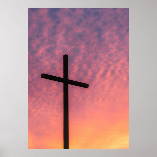 Das Kreuz bei Sonnenuntergang Poster (Vorne)