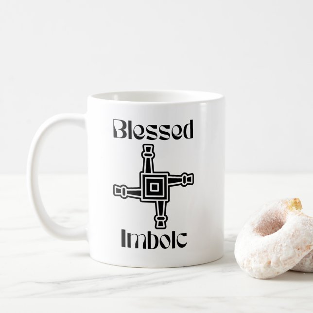 Das Kreuz der gesegneten Imbolc-Brigid Kaffeetasse (Mit Donut)