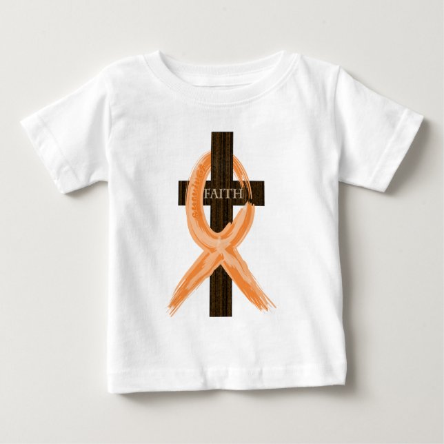 Das Kreuz des orange Leukämie-Überlebenden des Baby T-shirt (Vorderseite)