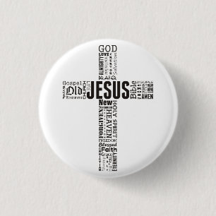 Das Kreuz Jesu Christi-Wortwolke Button
