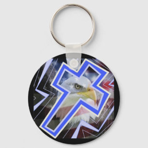 Das Kreuz und die amerikanischen Symbole Schlüsselanhänger