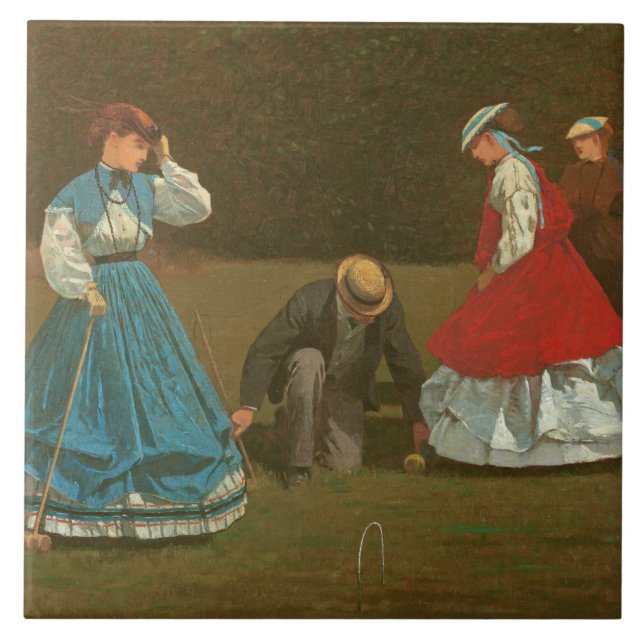Das Krokettspiel, 1866 (Öl auf Leinwand) Fliese (Vorderseite)