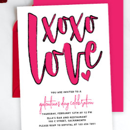 Das kühne Party des rosa Galentiner Tages Einladung