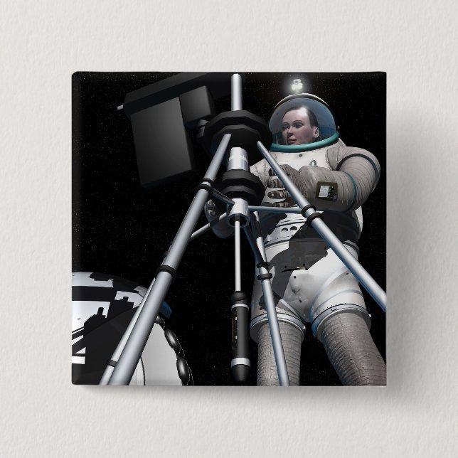 Das künstlerische Konzept der künftigen Weltraumfo Button (Vorderseite)