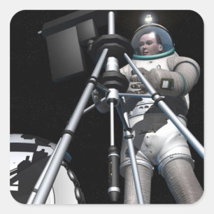 Das künstlerische Konzept der künftigen Weltraumfo Quadratischer Aufkleber