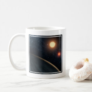 Das künstlerische Konzept illustriert Kepler-16b. Kaffeetasse