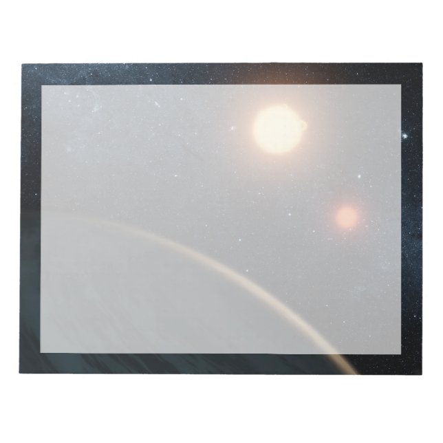 Das künstlerische Konzept illustriert Kepler-16b. Notizblock (Vorderseite)