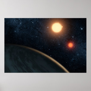 Das künstlerische Konzept illustriert Kepler-16b. Poster