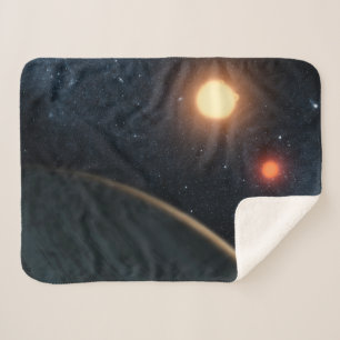 Das künstlerische Konzept illustriert Kepler-16b. Sherpadecke