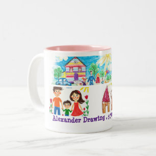 das Kunstwerk Ihrer Kinder für die Schule auf dies Zweifarbige Tasse